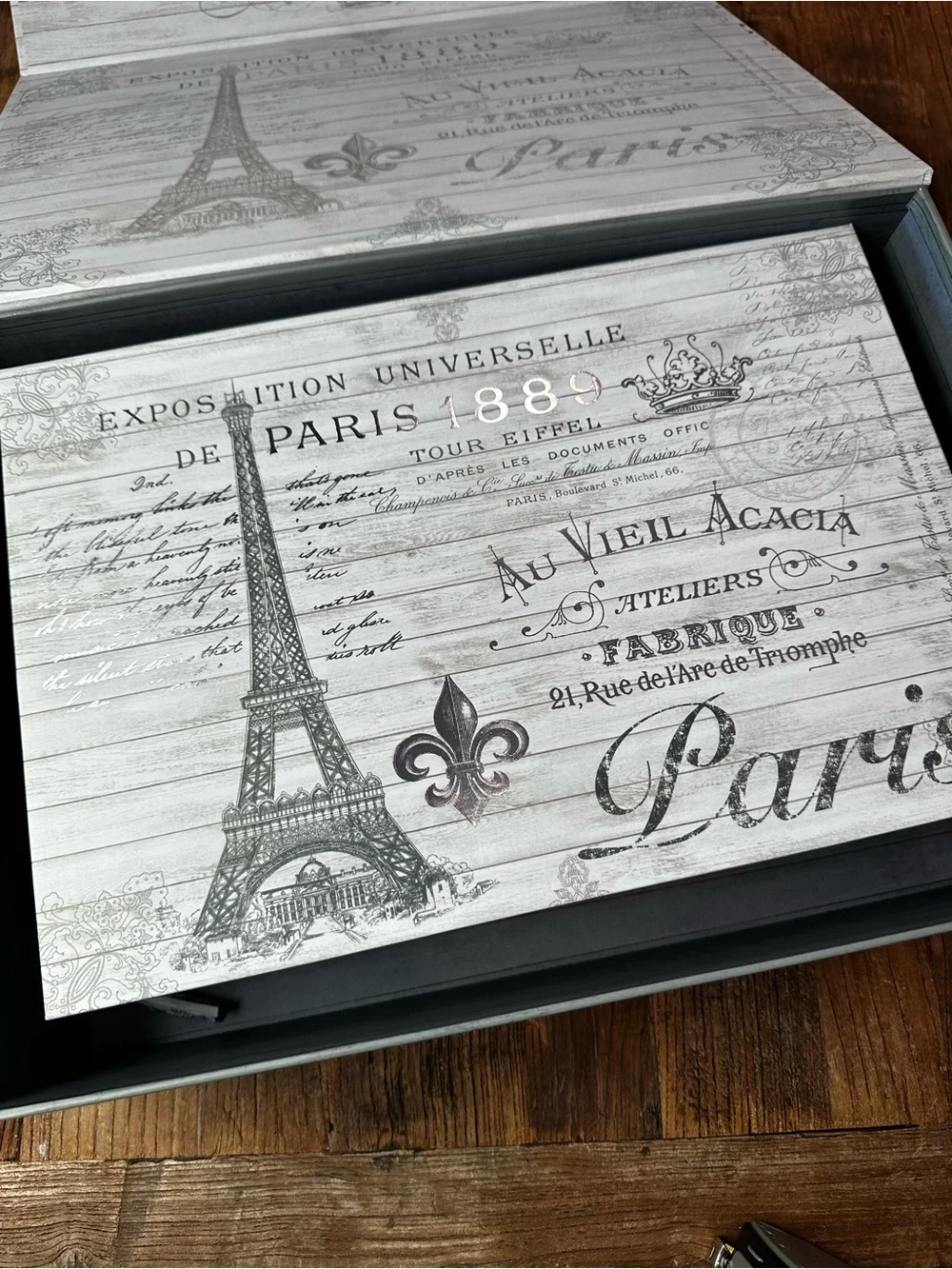 Paris Eiffel Tower Decorative Storage Boxes - White & Black gray